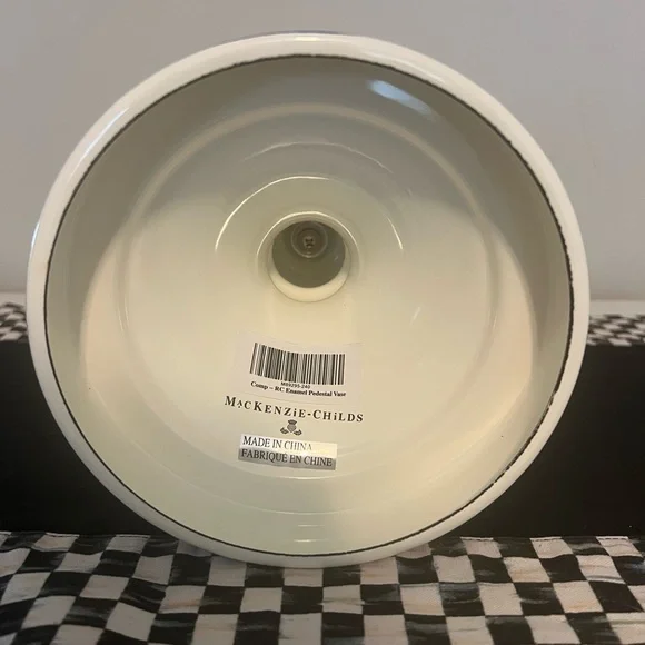 Mackenzie-Childs Royal Check Enamel Pedestal Vase. New! ππ€ RETIRED! - Picture 6 of 9